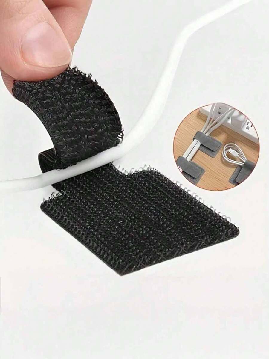 20pcs Nylon Cable Clips - Black And White, Desktop Data Cable And Computer Wire Organizer - Multicolor - View 1