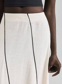 Ontre 2025 Autumn/Winter Women's Clothing, Fall/Winter Women's Wear, Back To School, Halloween, Christmas, Business Casual, Retro Elegant Versatile Basics, Nashville Apparel, High-Waisted Silhouette Design Long Fashionable Skirt, Suitable For Independence Day, Christmas, Beach Vacation, Graduation, Office - Apricot - View 6