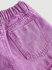 SHEIN Falda vaquera y shorts asimétricos de estilo boho y casual Y2K para niñas preadolescentes, ropa de verano para vacaciones y uso diario en la calle