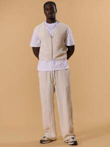 Musero Men Cropped Zip Through Sleeveless Top Front Pocket And Seam Detailing Spring Summer Holiday Vacation Streetstyle