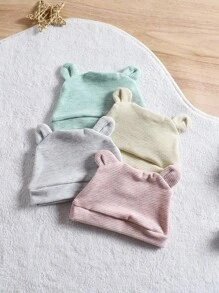 SHEIN 4件套新生儿秋冬针织柔软罗纹领连体衣、裤子和帽子套装 - 彩色 - 查看 5
