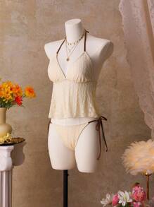 Bellisia Tankini feminino com decote em V e estampa floral contrastante para férias de verão