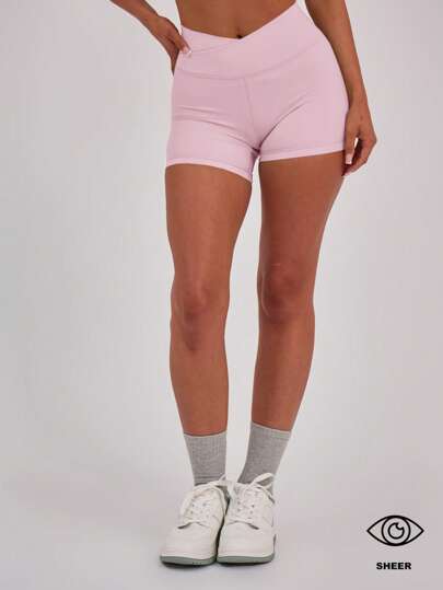Musera Sport Short sin costuras con cintura cruzada al frente, para gimnasio, pádel, tenis, pickleball y fitness