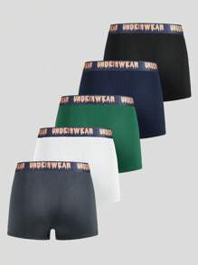 Snug Zone Men's Letter Waistband Casual Comfortable Boxer Briefs,5 Pcs - Multicolor - View 2