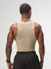 ARC Activewear Performance Cuttoff Tank Cap Sleeve Top T Shirt Gym Workout Muscle Tank - Brown - View 2