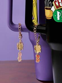 FRIENDS X SHEIN 6 Stücke/1 Stück Set modische Namensplaketten aus Zinklegierung, Tassen-Griff Zubehör mit personalisierten Anhängerketten, geeignet für Tassen mit Griffen, Wasserflaschen, Schlüsselanhänger, Büro, Zuhause, Geburtstagsparty