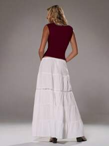 TRNVIE Women Deep V Neck Casual Tight Fitted Tops, Spring/Summer - Burgundy - View 2