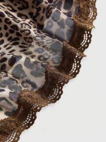 ROMWE Hippie 复古嬉皮风格天鹅绒拼布豹纹上衣、吊带背心设计 - 棕色 - 查看 4