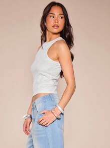 MUSERA Racer Neck Button Front Fitted Tank Top Summer Cute Vacation Sexy Casual Lounge Airport Comfy Cute Basics Fall