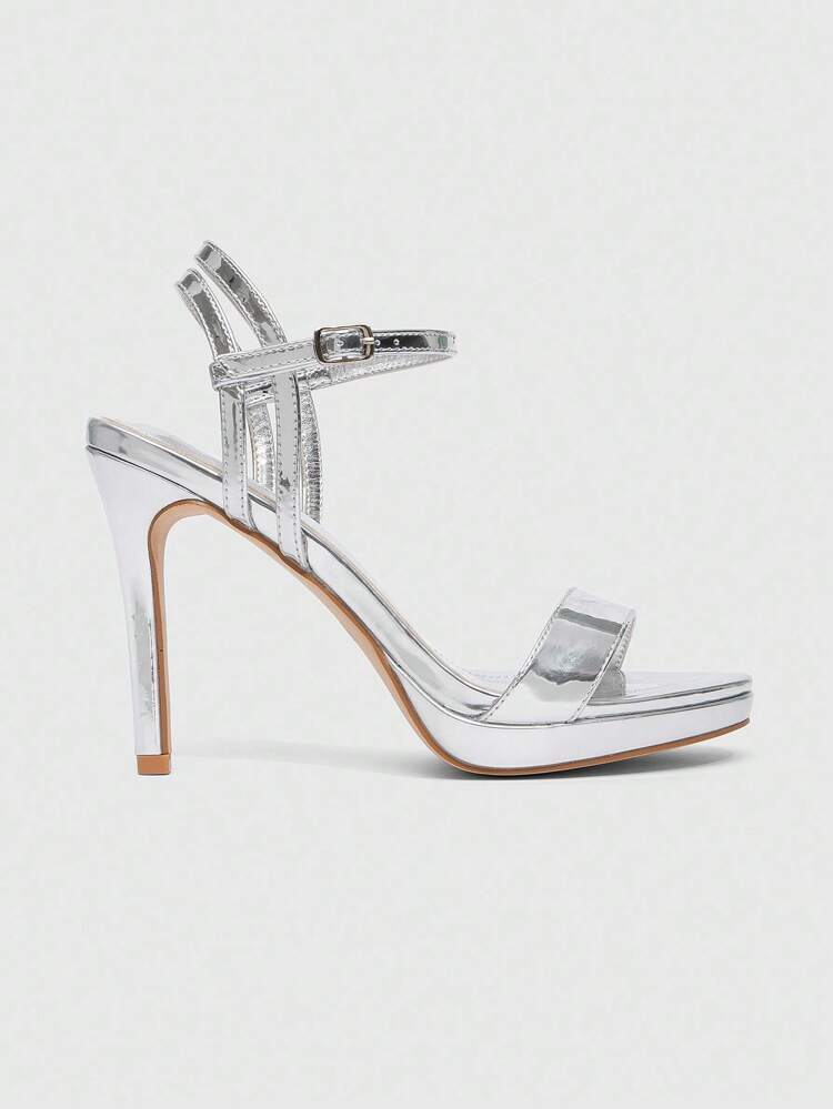CUCCOO SZL Women's Rhinestone Glitter Open Toe Platform Stiletto High Heel Sandals, Sexy Luxury Shiny Silver Ladies Party Clubbing Music Festival Shoes For Summer For Christmas Spring Shoes Prom Heels