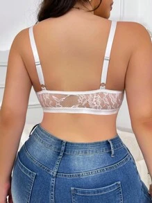Moonlight&Mama 1pc Plus Size Front Clasp Lace Wireless Maternity Bra - White - View 2
