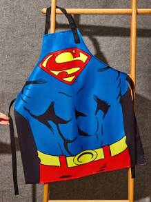 SUPERMAN X SHEIN 1pc Cartoon Print Apron, Unisex Waterproof Cooking/Baking Apron, Suitable For Superhero Cosplay