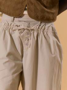 Musero Herren Gerade Bein Zweischichten Hose mit elastischem Kordelzug und Knopfdetails, für Frühling Sommer Urlaub