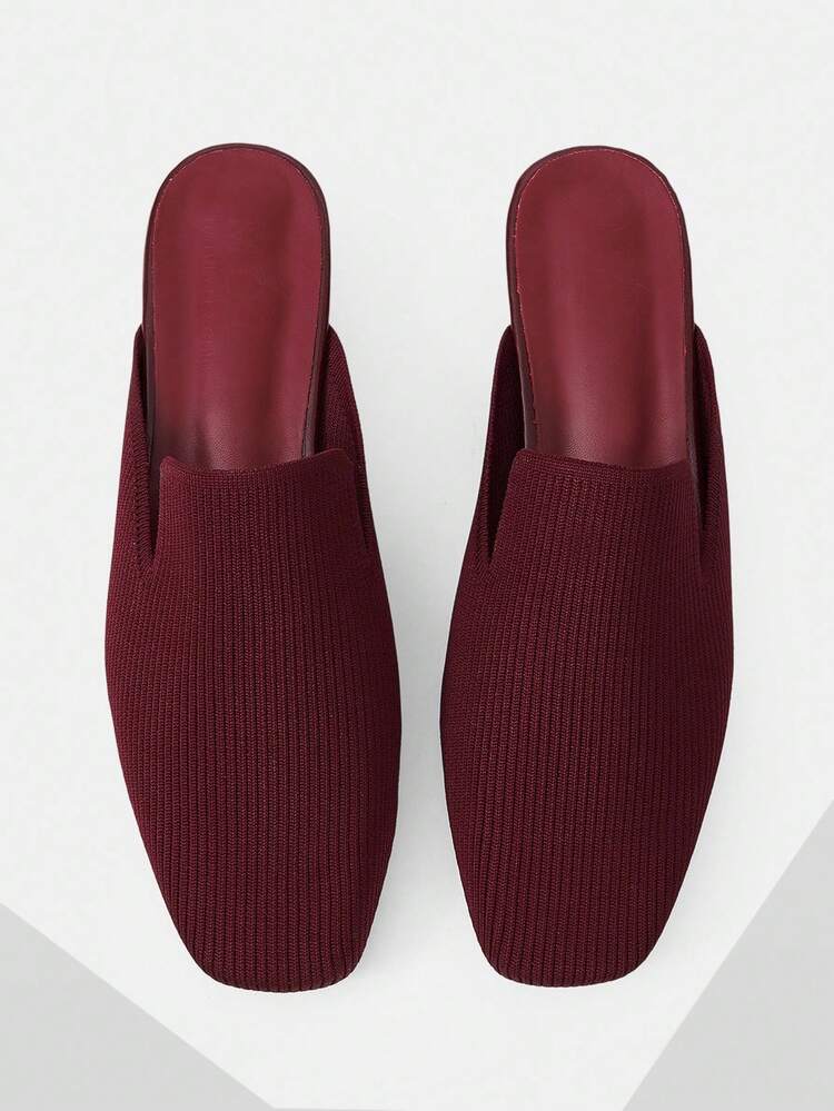 FASHIONABLE COMFORTABLE CASUAL SQUARE TOE FLAT MULES