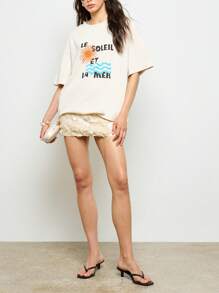 AiiRZ Sparkly Sequin Mini Skirt Festival Party Evening Occasion Wear Shimmer Glitter Dancing Club Night Clubwear Holiday Celebration Skirt - Apricot - View 3