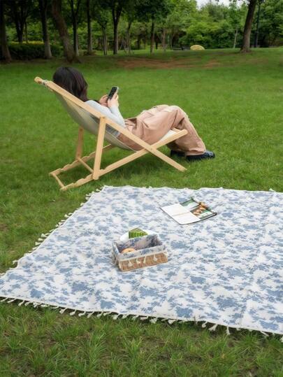 1 件花茎多色野餐毯，便携式可折叠户外垫，非常适合海滩露营徒步旅行和音乐节、花园野餐