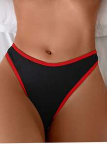 SHEIN Swim Women Solid Color Minimalist Sexy Bikini Bottom Triangle Swim Briefs For Summer Beach Vacation - Multicolor - View 1