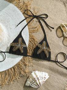 Swim Chiccia Springbreak 女士水钻海星装饰上衣，高级泳装