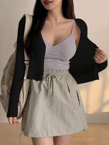 DAZY Áo cardigan dáng rộng dành cho nữ có mặt trước hở - màu đen - Xem 3