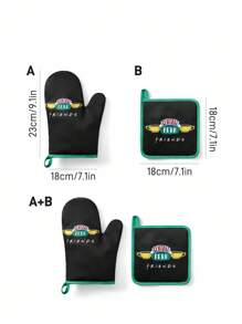 FRIENDS X SHEIN Accesorios de cocina resistentes al calor con estampado de Maldivas y Trilu, a elegir entre guantes o agarradores, aptos para el horno, con aislamiento de almohadilla gruesa