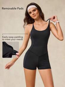 OutZeal 吸汗排汗交叉带可拆卸护垫侧袋连体衣徒步旅行露营 - 黑色 - 查看 4