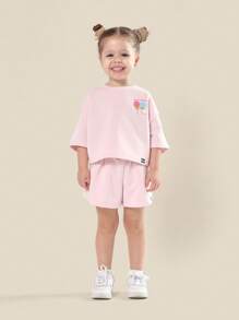 SUMWON 清凉清新冰淇淋印花夏季套装 女童休闲度假沙滩装 休闲装 舒适