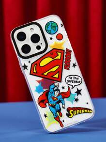 SUPERMAN X SHEIN 耐用时尚趣味手机壳，卡通图案保护壳，适用于