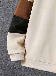 Tween Boy Sports Casual Contrast Color Round Neck Hoodie & Sweatpants 2pcs Set, Suitable For School, Home, Daily Wear, Sports, Versatile & Minimalist, Boys Sweatsuits Set, Boys 2 Piece Set, Teen Boys Sweatsuit, Boys Casual Set, Boys 2pc Set Fall Winter - Khaki - View 6