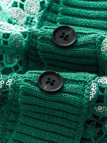 ROMWE MEN Street Life 男士复古领针织拼布毛衣，时尚 - 綠色 - 查看 5