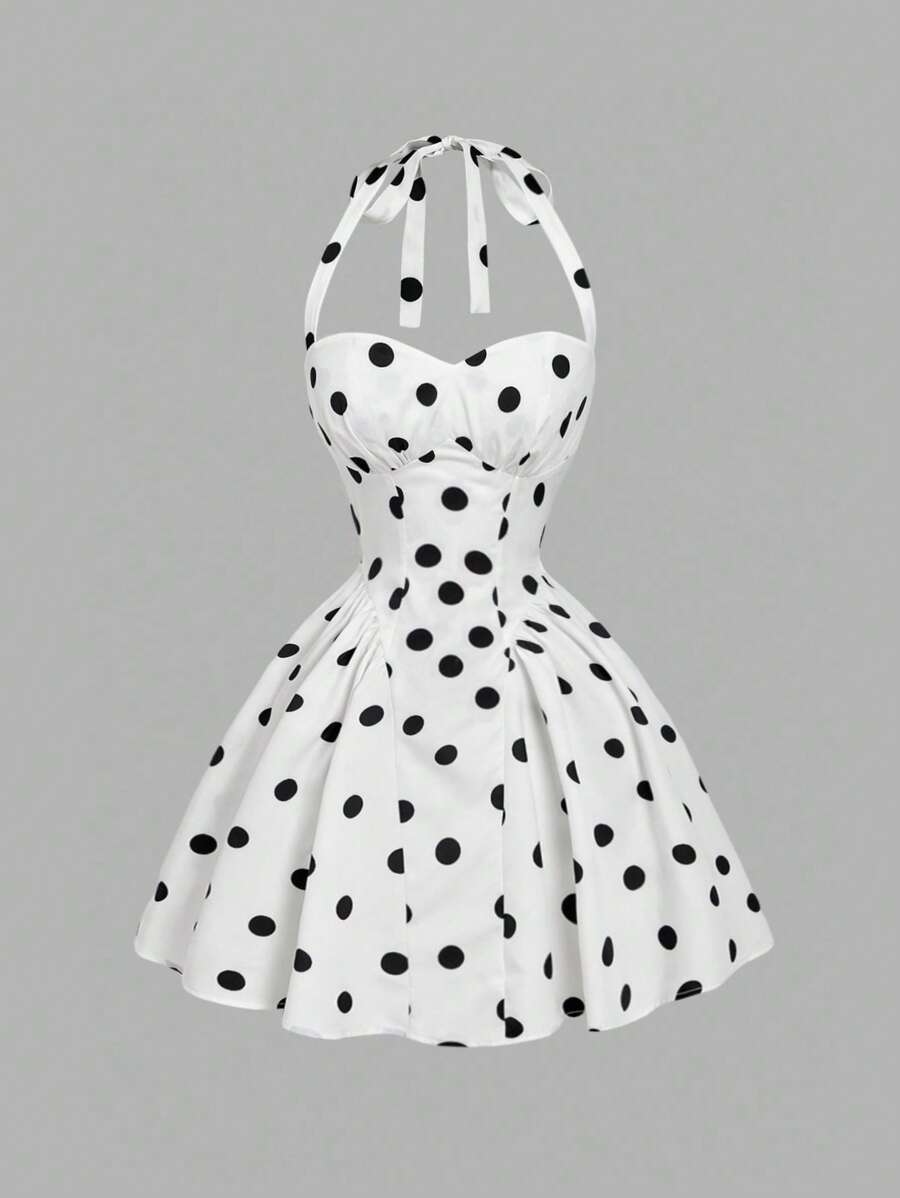 SHEIN MOD Women's Black & White Polka Dot Bandeau Long Dress, Minimalist & Fashionable, Summer,Polka Dot Dress,Wedding Guest Dress Women,Birthday Dresses For Women,Country Concert Outfit,Party Dresses For Women,Brunch Outfits For Women,Classy Outfits For Women,Tea Party Dress