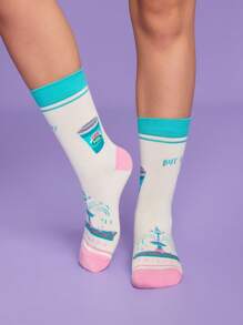 FRIENDS X SHEIN 3 pares de calcetines informales de mujer hasta el tobillo, suaves y transpirables, que absorben la humedad, de moda y lindos, con refuerzo en los dedos y el talón para mayor durabilidad, aptos para todas las estaciones y combinables con todo