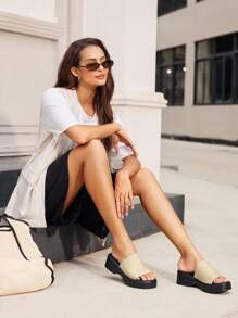 HighSole Women's Fashion Versatile Platform Sandals, Summer - Beige - View 3