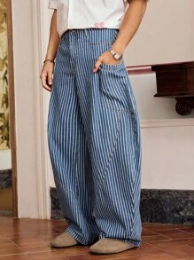 SWAVVY Men's Woven Casual Loose Straight Leg Solid Color Pants, Young Daily Style - Baby Blue - View 4