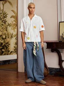 SWAVVY Men's Woven Casual Loose Straight Leg Solid Color Pants, Young Daily Style - Baby Blue - View 6