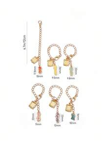 FRIENDS X SHEIN 6 Stücke/1 Stück Set modische Namensplaketten aus Zinklegierung, Tassen-Griff Zubehör mit personalisierten Anhängerketten, geeignet für Tassen mit Griffen, Wasserflaschen, Schlüsselanhänger, Büro, Zuhause, Geburtstagsparty