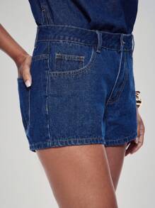 Denimoi Drawstring Waist Relaxed Fit Denim Shorts - Medium Wash - View 3
