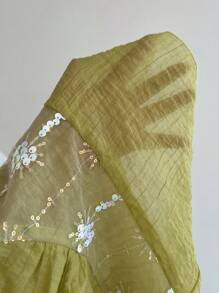 Elamini 女士休闲度假时尚串珠衬衫 - 綠色 - 查看 6