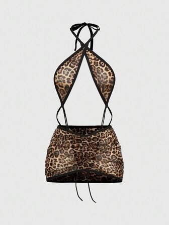J-Fashion Y2K Leopard Muster drahtloser sexy Einteiler Wäsche Set