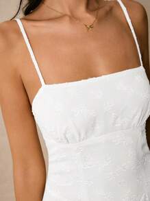 Poéselle Women's Summer Jacquard Design Waisted Elegant Slip Midi Dress