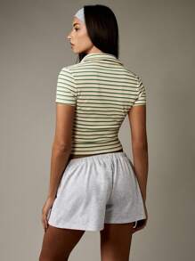 MISSGUIDED 复古罗纹 Polo 衫短款上衣夏季网球 Y2K 运动休闲修身短袖经典学院风条纹领 - 彩色 - 查看 2