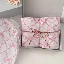 SHEIN 10/20pcs Pink Net Bowknot Print Tissue Paper, 14x20 Inch Packaging Tissue Paper Gift Wrap Paper Bow Wrapping Paper Sheets For Birthday Wedding Gift Packing Bag - Pink - View 4
