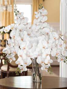 SHEIN 5PCS/3PCS/1PC 70cm Artificial Orchid Flowers, 9 Large Heads Of Real Touch Vivid Phalaenopsis Orchid Flower Stem, Classic Style Artificial Orchid Swags, Decorative Silk Phalaenopsis Flowers, Artificial Flowers Branches For Living Room Home Decoration, Hotel Wedding Floral Arrangement,Beautiful Home Decor For Halloween, Christmas, Chinese New Year,Great Gifts For Girlfriend And Mother On Valentine's Day And Mother's Day