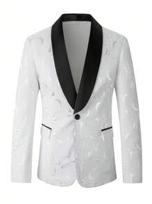Manfinity AFTRDRK Blazer de traje de negocios de manga larga con cuello de solapa y bloque de color para hombres, atuendo para bodas, trajes de boda para hombres