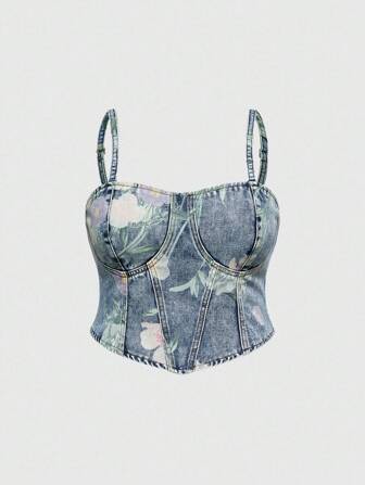 Débardeur court vintage fleuri grande taille pour l'été