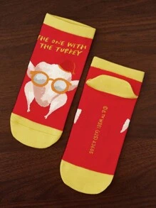 FRIENDS X SHEIN 4 pares de calcetines casuales para mujer suaves, transpirables y que absorben la humedad - Calcetines cortos coloridos y de moda, reforzados en el dedo del pie y el talón para mayor durabilidad, todo a juego para todas las estaciones