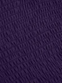 Sweetra 大码优雅纯色细肩带束腰浪漫迷你连衣裙 - 紫色 - 查看 6