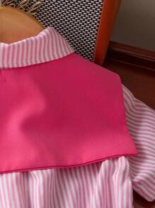 女婴夏季休闲风格连体衣短袖和披肩 - 淺粉色 - 查看 5