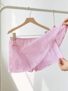 Sunnyshic Shorts primaverili/estivi chic e versatili in tessuto bianco a bassa vita con decorazioni in pizzo traforato e ricamati