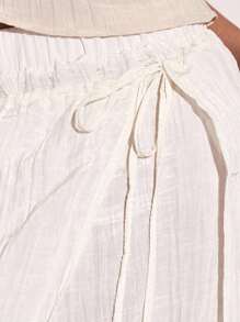 MUSERA 褶皱阔腿裙叠穿宽松长裤，打造夏日度假风，Y2K 90年代街头潮流酷女孩节日假日春季造型 - 黃色 - 查看 6