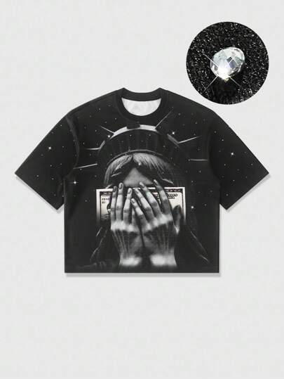 Street Life T-shirt à manches courtes casual et punk col rond pour hommes